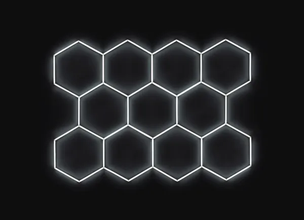 ASC Kompletní LED hexagonové světlo, 11 ks 336 x 238 cm, studená bílá 6500 K