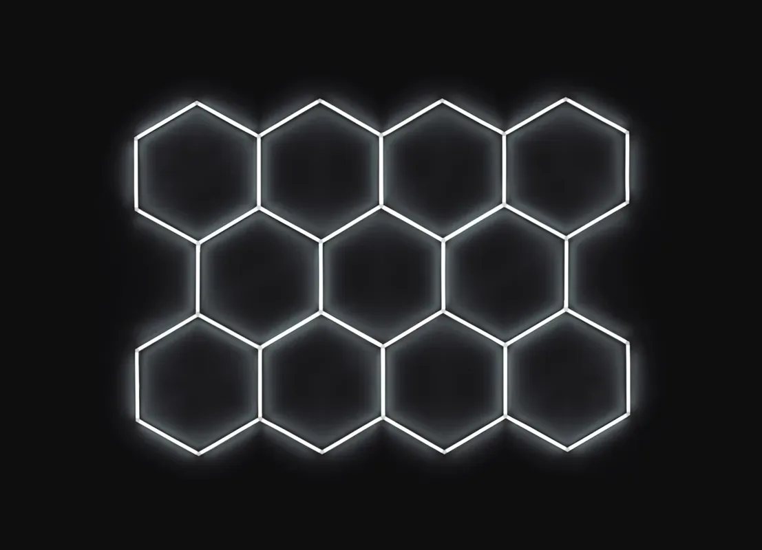 ASC Kompletní LED hexagonové světlo, 11 ks 336 x 238 cm, studená bílá 6500 K