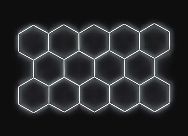 ASC Kompletní LED hexagonové světlo, 14 ks 420 x 238 cm, studená bílá 6500 K