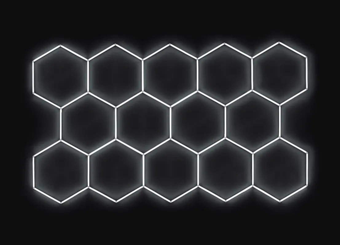 ASC Kompletní LED hexagonové světlo, 14 ks 420 x 238 cm, studená bílá 6500 K