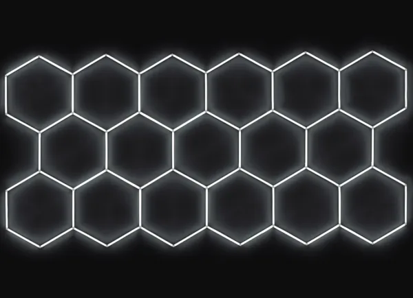 ASC Kompletní LED hexagonové světlo, 17 ks 504 x 238 cm, studená bílá 6500 K