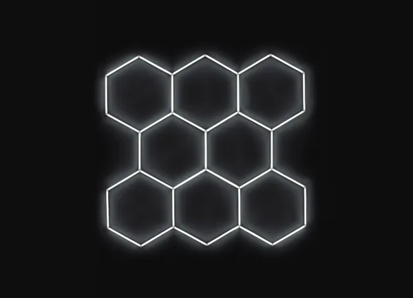 ASC Kompletní LED hexagonové světlo, 8 ks 252 x 238 cm, studená bílá 6500 K